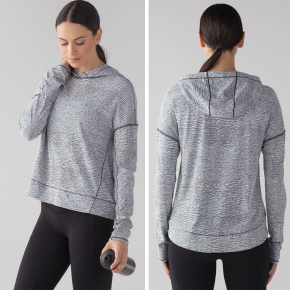 lululemon athletica Tops - Lululemon Squad Goals Hoodie In Sheer Luon Pebble Jacquard V1 White Black